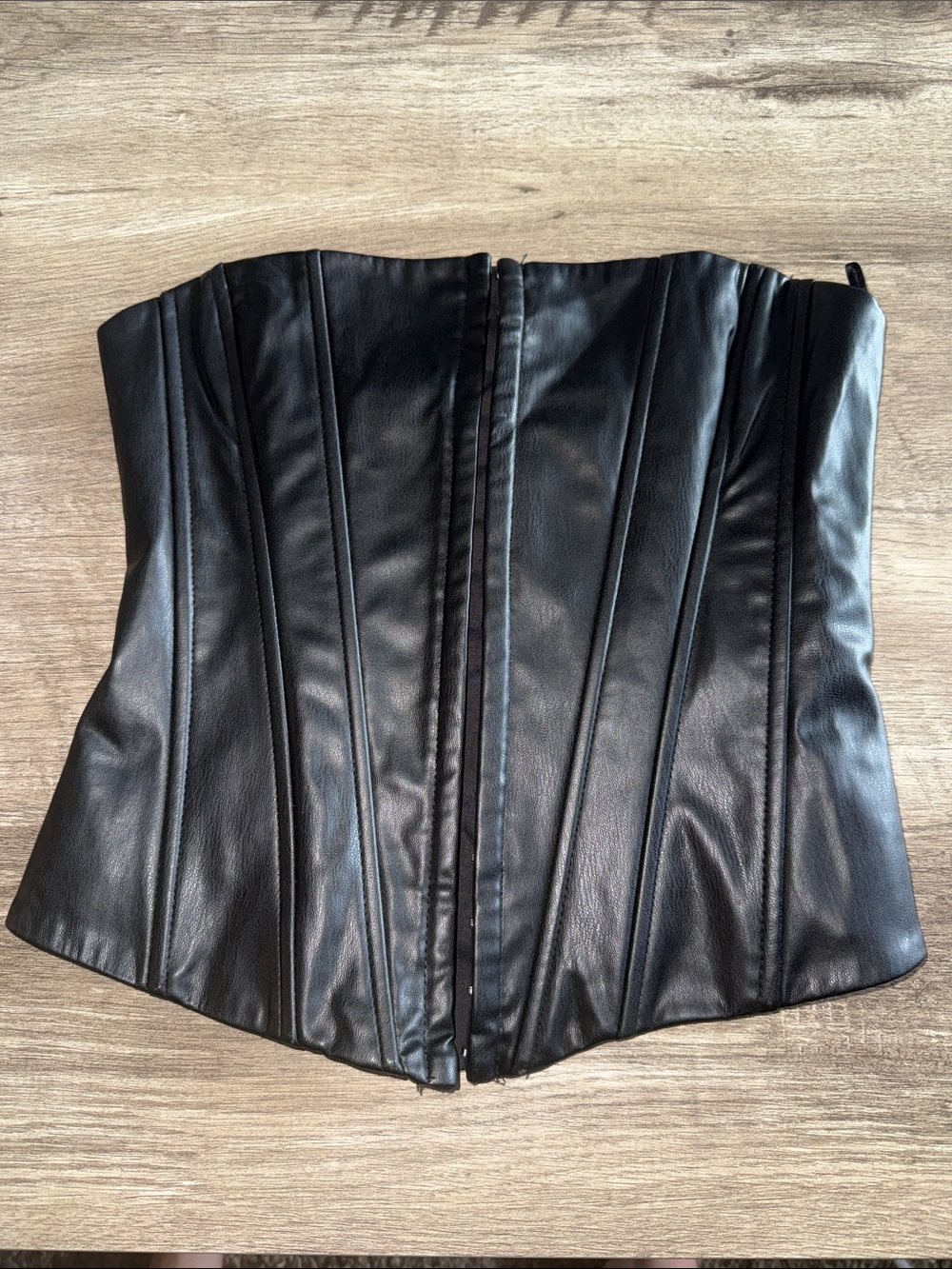 Zara Black Leather Corset Top XS